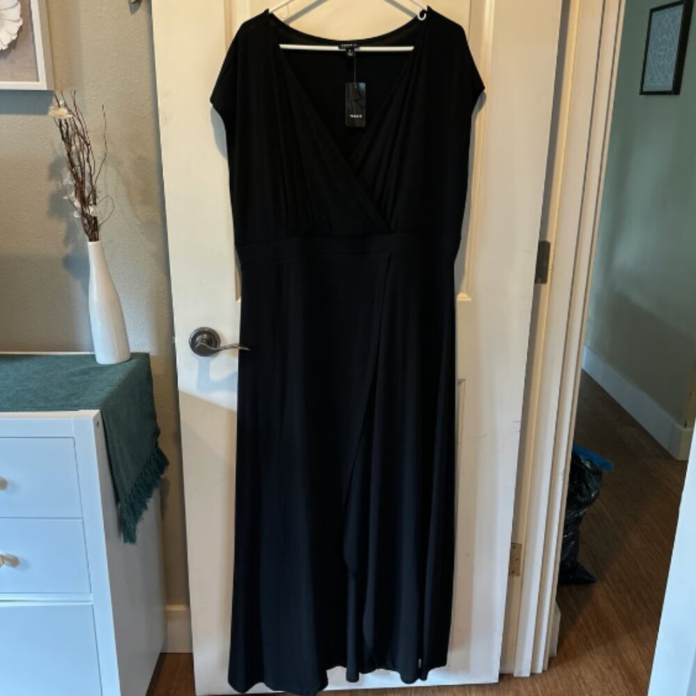 Torrid Black Surplice Tulip Sleeve Maxi Dress‎ Plus Size 2 New With Tags